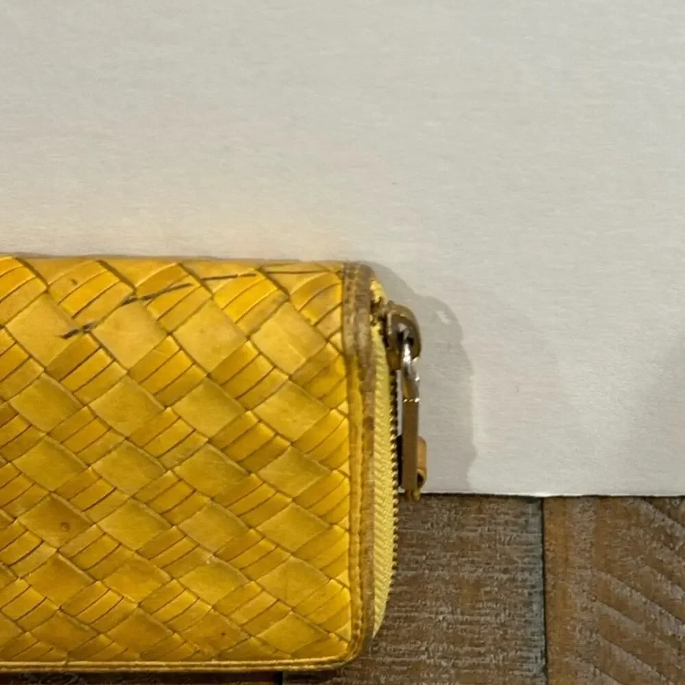 Cole Haan Heritage Weave Yellow Leather Wallet See pics for pen mark